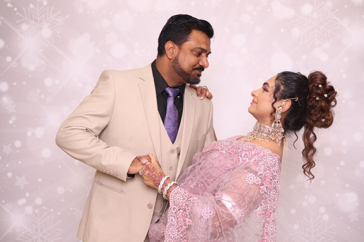 Photo booth guests at event